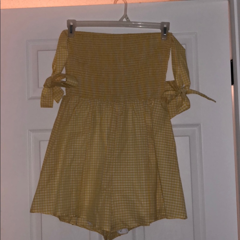 Yellow gingham romper
